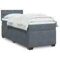 cadre de lit avec matelas gris foncé simple velours
