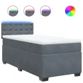 cadre de lit avec matelas gris foncé simple velours