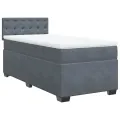 cadre de lit avec matelas gris foncé simple velours