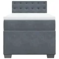 cadre de lit avec matelas gris foncé simple velours