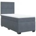 cadre de lit et matelas Gris foncé 90x190 cm Velours