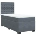 cadre de lit et matelas Gris foncé 90x190 cm Velours