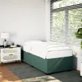 Cadre de lit sans matelas vert foncé 90x190 cm velours