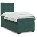 cadre de lit et matelas Vert foncé 80x200 cm Velours