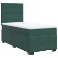 cadre de lit et matelas Vert foncé 80x200 cm Velours