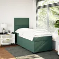 cadre de lit et matelas Vert foncé 80x200 cm Velours
