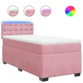 cadre de lit et matelas Rose 80x200 cm Velours