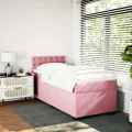 cadre de lit et matelas Rose 80x200 cm Velours