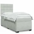 cadre de lit et matelas Gris clair 80x200 cm Velours