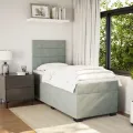 cadre de lit et matelas Gris clair 80x200 cm Velours
