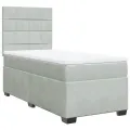 cadre de lit et matelas Gris clair 80x200 cm Velours