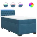 cadre de lit avec matelas bleu 80x200 cm velours