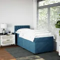 cadre de lit avec matelas bleu 80x200 cm velours