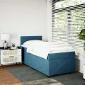 cadre de lit et matelas Bleu foncé 80x200 cm Velours
