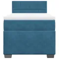 cadre de lit et matelas Bleu foncé 80x200 cm Velours