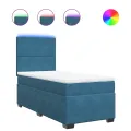 cadre de lit avec matelas bleu 80x200 cm velours