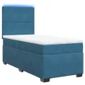 cadre de lit avec matelas bleu 80x200 cm velours