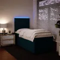 cadre de lit avec matelas bleu 80x200 cm velours