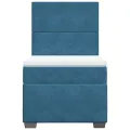 cadre de lit avec matelas bleu 80x200 cm velours