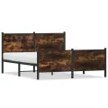 Cadre de lit en métal sans matelas chêne fumé 160x200 cm