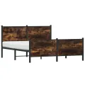 Cadre de lit en métal sans matelas chêne fumé 160x200 cm