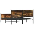 Cadre de lit en métal sans matelas chêne fumé 160x200 cm