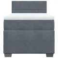 cadre de lit et matelas Gris foncé 90x200 cm Velours