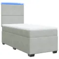 cadre de lit et matelas Gris clair 90x200 cm Velours