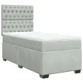 cadre de lit et matelas Gris clair 90x200 cm Velours