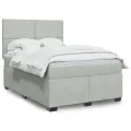 cadre de lit et matelas Gris clair 140x200cm Velours