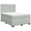 cadre de lit et matelas Gris clair 140x200cm Velours