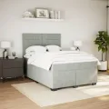 cadre de lit et matelas Gris clair 140x200cm Velours