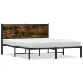 Cadre de lit en métal sans matelas chêne fumé 137x190 cm