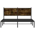 Cadre de lit en métal sans matelas chêne fumé 137x190 cm