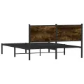 Cadre de lit en métal sans matelas chêne fumé 137x190 cm