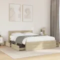 Cadre de lit et tête de lit sans matelas chêne sonoma 135x190cm