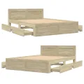 Cadre de lit et tête de lit sans matelas chêne sonoma 135x190cm