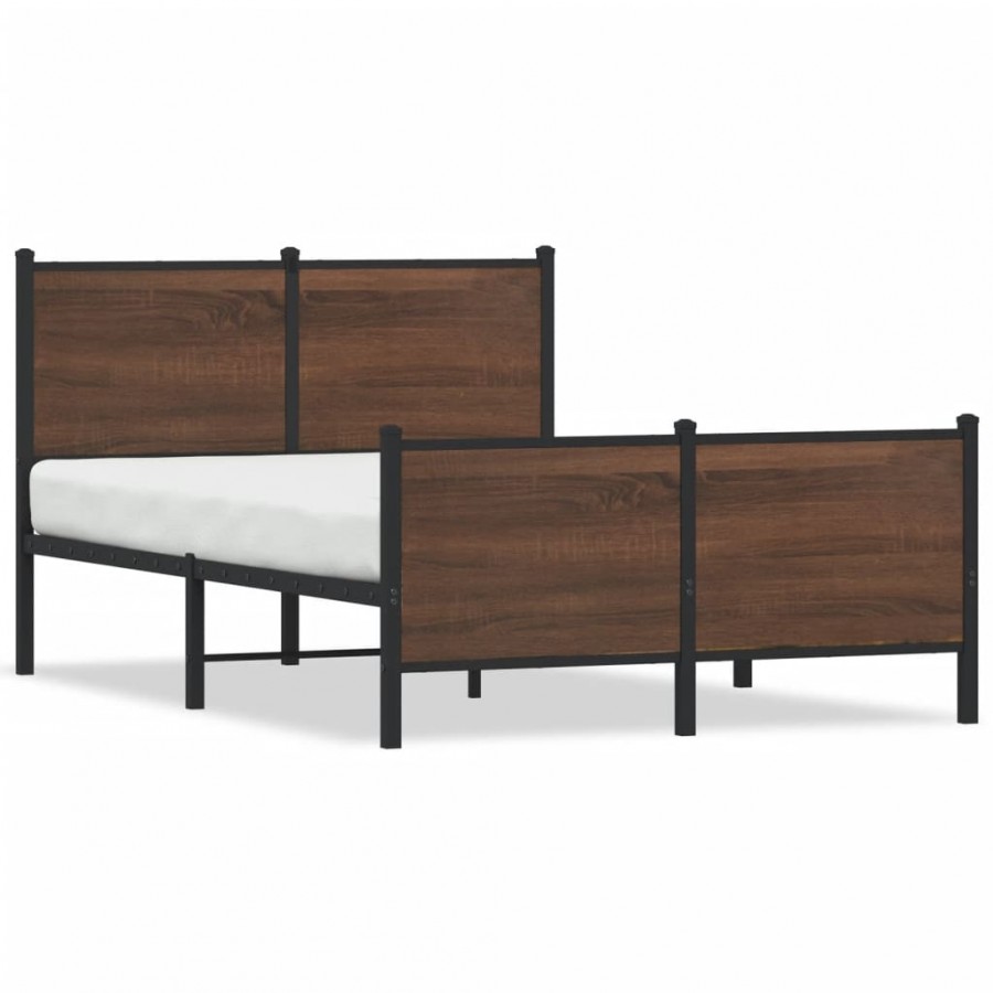 Cadre de lit en métal sans matelas chêne marron 120x190 cm