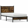 Cadre de lit en métal sans matelas chêne fumé 90x190 cm