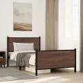 Cadre de lit en métal sans matelas chêne marron 100x190 cm