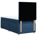 cadre de lit avec matelas Bleu 90x200 cm Tissu