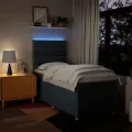 cadre de lit avec matelas Bleu 90x200 cm Tissu