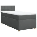 cadre de lit avec matelas Gris foncé 90x200 cm Tissu
