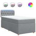 cadre de lit avec matelas Gris clair 90x200 cm Tissu