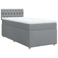 cadre de lit avec matelas Gris clair 90x200 cm Tissu