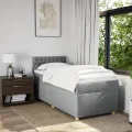 cadre de lit avec matelas Gris clair 90x200 cm Tissu