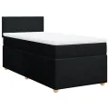 cadre de lit avec matelas Noir 90x200 cm Tissu