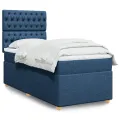 cadre de lit avec matelas Bleu 90x200 cm Tissu