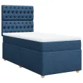 cadre de lit avec matelas Bleu 90x200 cm Tissu
