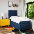 cadre de lit avec matelas Bleu 90x200 cm Tissu